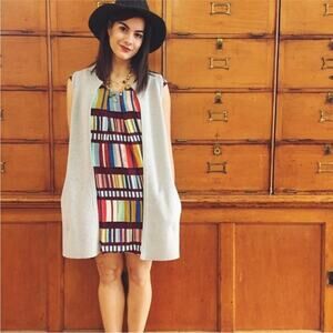 Anthropologie Maeve Au Revoir Dress Retro Mini Colorful Classic size 4